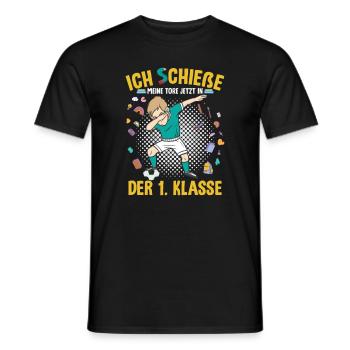Einschulung Grundschule 1. Klasse Fußball - Männer T-Shirt - Schwarz - Vorne - AI Model Male 178 light (178cm)