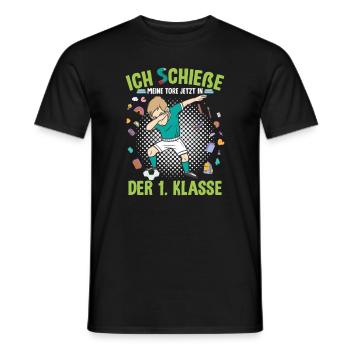 Dabbender Fußballer Schulkind Einschulung - Männer T-Shirt - Schwarz - Vorne - AI Model Male 178 light (178cm)