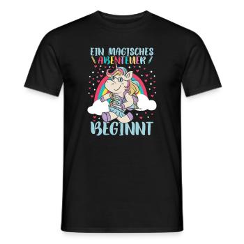 Schulranzen Einhorn Schulanfang Schulkind - Männer T-Shirt - Schwarz - Vorne - AI Model Male 178 light (178cm)