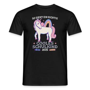 Einhorn Schulkind Regenbogen Grundschule - Männer T-Shirt - Schwarz - Vorne - AI Model Male 178 light (178cm)