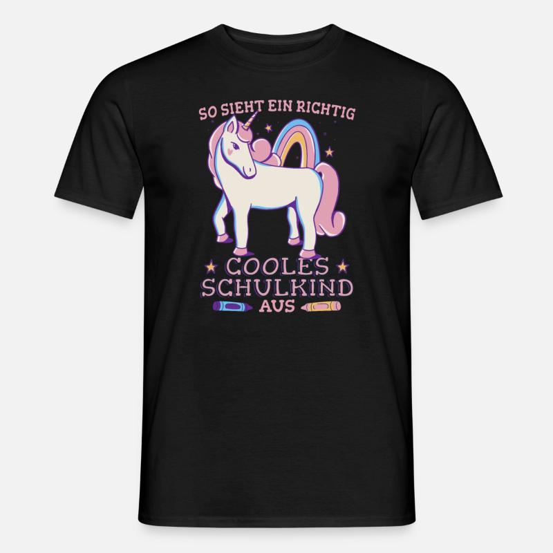 Süßes Einhorn Mädchen Schulkind - Männer T-Shirt - Schwarz