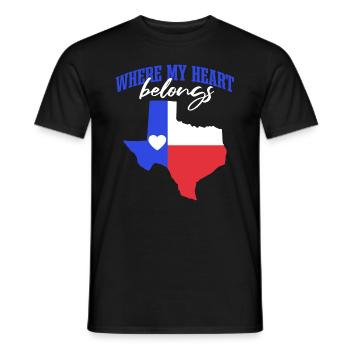 Où mon cœur appartient Texas - T-shirt homme - noir - Devant - AI Model Male 178 light (178cm)