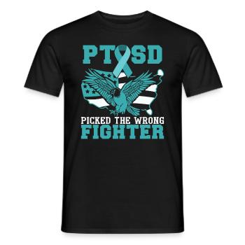 PTBS hat sich den falschen Kämpfer ausgesucht - Männer T-Shirt - Schwarz - Vorne - AI Model Male 178 light (178cm)