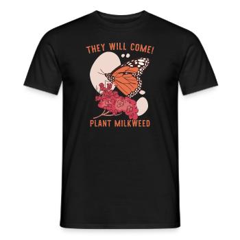 T-shirt papillon monarque asclépiade - T-shirt homme - noir - Devant - AI Model Male 178 light (178cm)