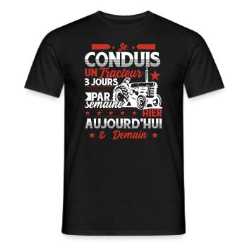 Tracteur Humour Cadeau Agriculteur - T-shirt homme - noir - Devant - AI Model Male 178 light (178cm)