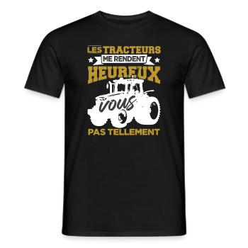 Les Tracteurs Me Rendent Heureux - T-shirt homme - noir - Devant - AI Model Male 178 light (178cm)