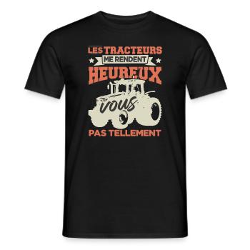 Tracteur Humour Paysan Fermier - T-shirt homme - noir - Devant - AI Model Male 178 light (178cm)