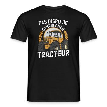 Pas Dispo Je Conduis Mon Tracteur - T-shirt homme - noir - Devant - AI Model Male 178 light (178cm)