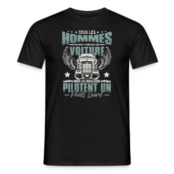 Les Meilleurs Pilotent Un Poids Lourd - T-shirt homme - noir - Devant - AI Model Male 178 light (178cm)