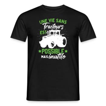 Tracteur Humour Paysan Fermier - T-shirt homme - noir - Devant - AI Model Male 178 light (178cm)