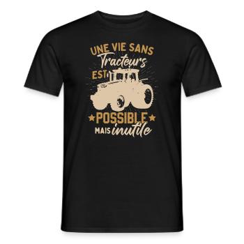 Tracteur Dicton Drole - T-shirt homme - noir - Devant - AI Model Male 178 light (178cm)