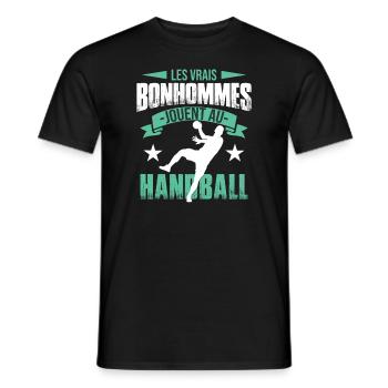 Les Vrais Bonhommes Jouent Au Handball - T-shirt homme - noir - Devant - AI Model Male 178 light (178cm)