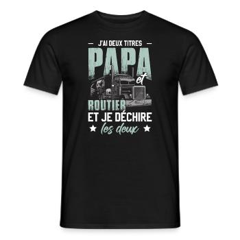 J'Ai Deux Titres Papa Et Routier - T-shirt homme - noir - Devant - AI Model Male 178 light (178cm)