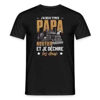 J'ai Deux Titres Papa Et Routier - T-shirt homme - noir - Devant - AI Model Male 178 light (178cm)
