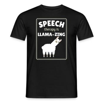 SLP Speech Therapy Llama Speech Language Pathology - Men's T-Shirt - black - Front - AI Model Male 178 light (178cm)