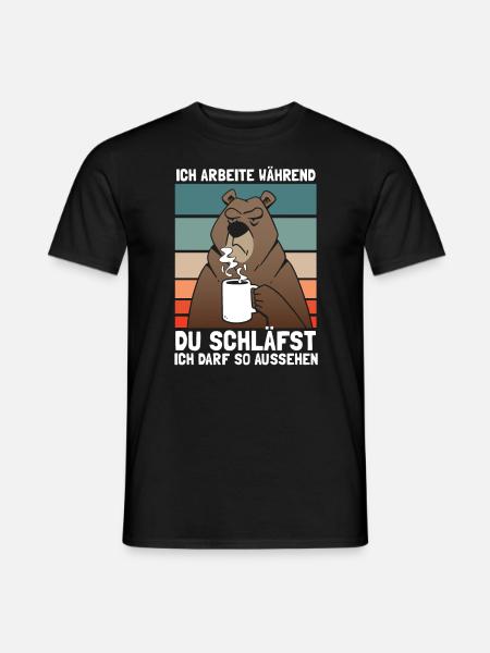Bär Nachtschicht Schichtarbeiter Schichtarbeit - Männer T-Shirt - Schwarz