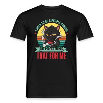 Früher war ich ein geselliger Mensch Lustige Katze Asozial - Männer T-Shirt - Schwarz - Vorne - AI Model Male 178 light (178cm)