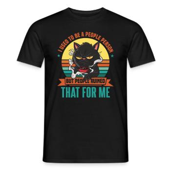 Introvertierte Katze, ich war früher ein geselliger Mensch - Männer T-Shirt - Schwarz - Vorne - AI Model Male 178 light (178cm)