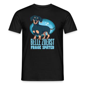 Hundebesitzer Sprüche Dackel Lustig - Männer T-Shirt - Schwarz - Vorne - AI Model Male 178 light (178cm)