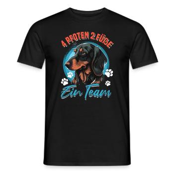 4 Pfoten 2 Füße EinTeam Dackel - Männer T-Shirt - Schwarz - Vorne - AI Model Male 178 light (178cm)
