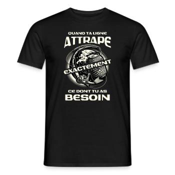 Pêche à la Bière - Cadeau pêcheur humour - T-shirt homme - noir - Devant - AI Model Male 178 light (178cm)