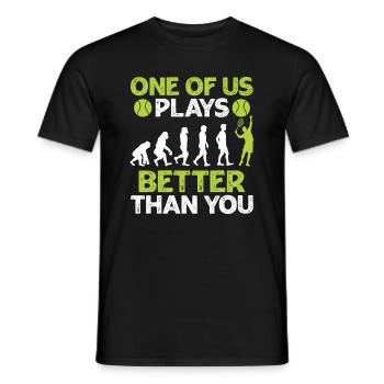 Einer von uns spielt besser Tennis als du - Männer T-Shirt - Schwarz - Vorne - AI Model Male 178 light (178cm)