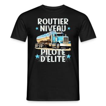 Routier élite camion cadeau chauffeur routier - T-shirt homme - noir - Devant - AI Model Male 178 light (178cm)