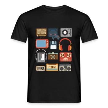 Vintage 90s Gadgets Party Outfit Gift - Men's T-Shirt - black - Front - AI Model Male 178 light (178cm)