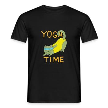 Yoga Time ! Cute Kitten doing Sport, Yoga Katze <3 - Männer T-Shirt - Schwarz - Vorne - AI Model Male 178 light (178cm)