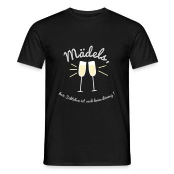 T-Shirt TShirt Tee - Mädels, kein Sektchen.... - Männer T-Shirt - Schwarz - Vorne - AI Model Male 178 light (178cm)