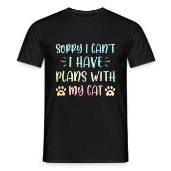 Sorry I Cant I Have Plans With My Cats Cat Owner T - Männer T-Shirt - Schwarz - Vorne - AI Model Male 178 light (178cm)