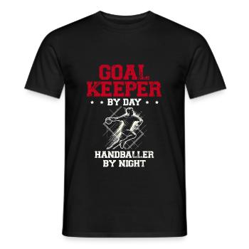 Gardien de but le jour Handballer de nuit Handball - T-shirt homme - noir - Devant - AI Model Male 178 light (178cm)