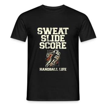 Sweat Slide Score Handball Life Handball Sports - Men's T-Shirt - black - Front - AI Model Male 178 light (178cm)