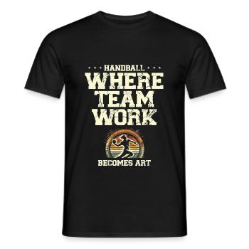 Handball Where Teamwork Becomes Art Sports Athlete - Men's T-Shirt - black - Front - AI Model Male 178 light (178cm)