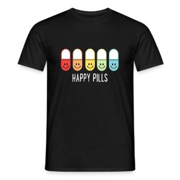 Happy Pills - Männer T-Shirt - Schwarz - Vorne - AI Model Male 178 light (178cm)