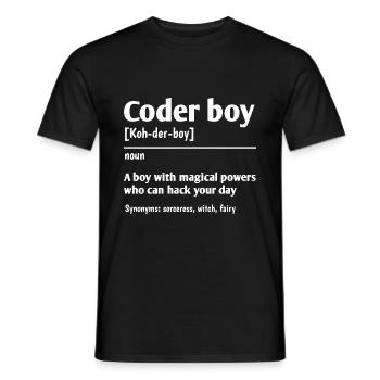 Coder Boy Definition Noun Software Developer Progr - Männer T-Shirt - Schwarz - Vorne - AI Model Male 178 light (178cm)