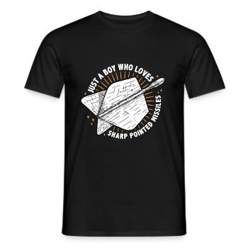 Just A Boy Who Loves Sharp Pointed Missiles Dart P - Men's T-Shirt - black - Front - AI Model Male 178 light (178cm)