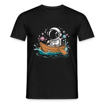 An Astronaut Boating Paddle Boat - Men's T-Shirt - black - Front - AI Model Male 178 light (178cm)