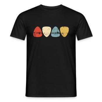 Gitarre - Bass - Plektrum - Vintage Retrocolor - Männer T-Shirt - Schwarz - Vorne - AI Model Male 178 light (178cm)