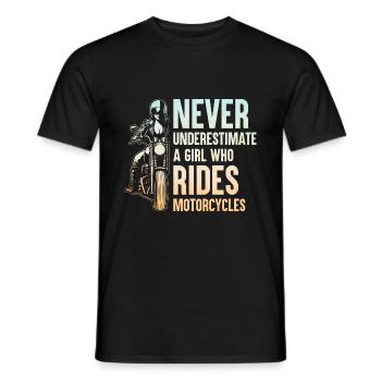 Never Underestimate A Girl Who Rides Motorcycles B - Men's T-Shirt - black - Front - AI Model Male 178 light (178cm)