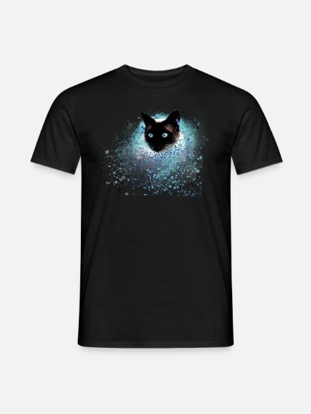 katze ,illustration ,bunt , Aquarell,siamkatze - Männer T-Shirt - Schwarz