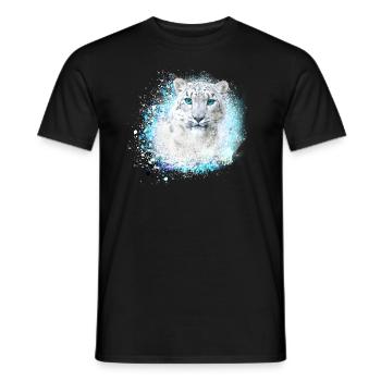léopard des neiges, chat, léopard, graffiti, blanc, chat sauvage - T-shirt homme - noir - Devant - AI Model Male 178 light (178cm)
