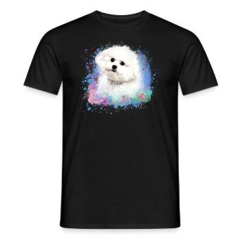 bichon frisé, maltais, chien, graffiti, doodle - T-shirt homme - noir - Devant - AI Model Male 178 light (178cm)