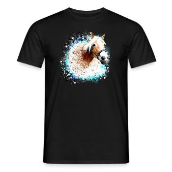 cheval,haflinger, graffitis, peinture, bleu, chevaux, - T-shirt homme - noir - Devant - AI Model Male 178 light (178cm)