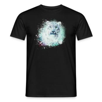 snow leopard,cat,leopard,green,wildcat - Men's T-Shirt - black - Front - AI Model Male 178 light (178cm)