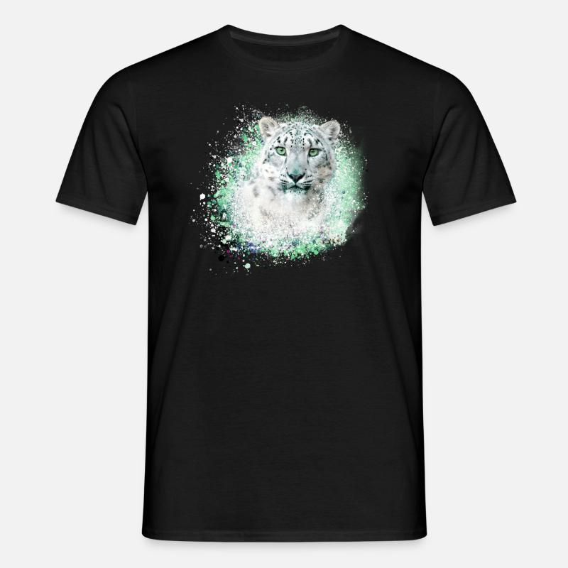 sne leopard, kat, leopard, graffiti, wildcat - T-shirt til herrer - sort