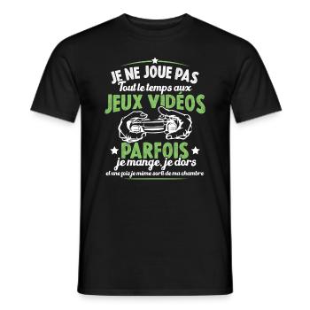 Je ne joue pas tout le temps aux jeux vidéos - T-shirt homme - noir - Devant - AI Model Male 178 light (178cm)