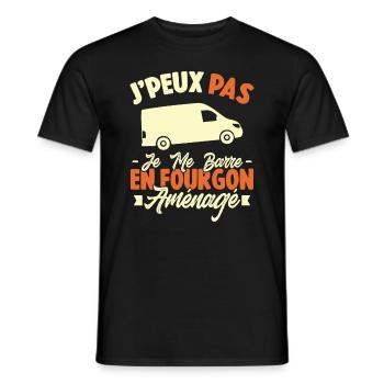 J'peux pas j'me barre en fourgon aménagé - T-shirt homme - noir - Devant - AI Model Male 178 light (178cm)