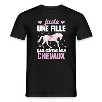 Juste une fille qui aime les chevaux humour - T-shirt homme - noir - Devant - AI Model Male 178 light (178cm)