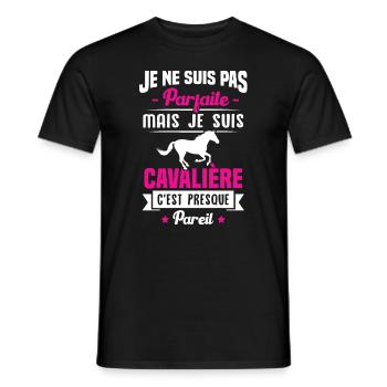 Je ne suis pas parfaite mais je suis cavalière - T-shirt homme - noir - Devant - AI Model Male 178 light (178cm)